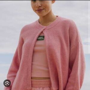 Daily Drills Pink Single Button Cardigan Sweater